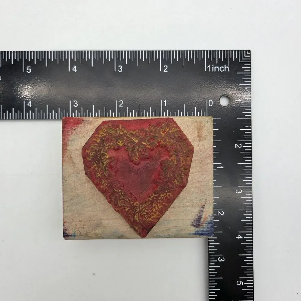 Lot of 4 Wood Mounted Rubber Stamps Ivy Garden Heart Fence Inkadinkado DOTS